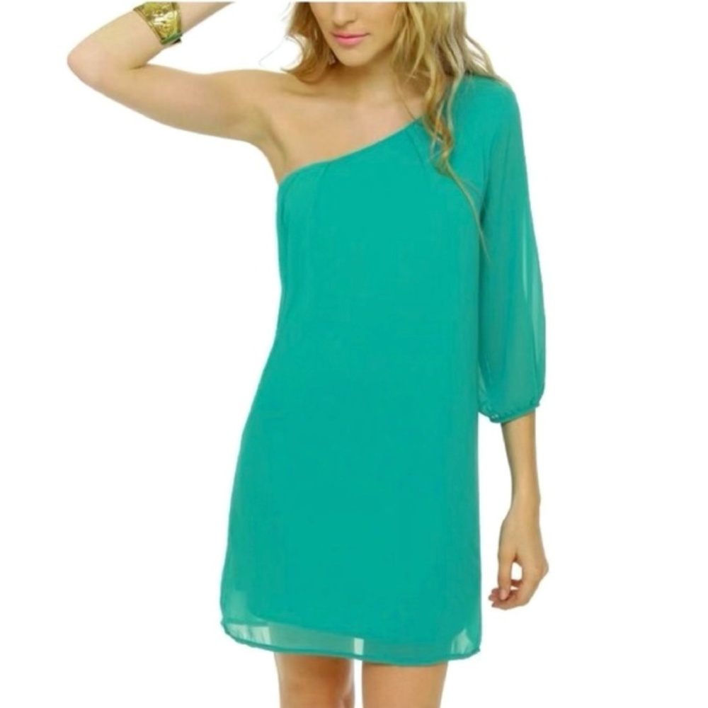 Lulus Cmon Get Happy Teal Party Dress